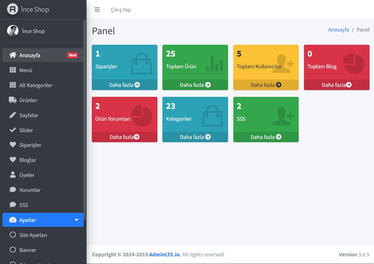 Admin Panel Hizmeti